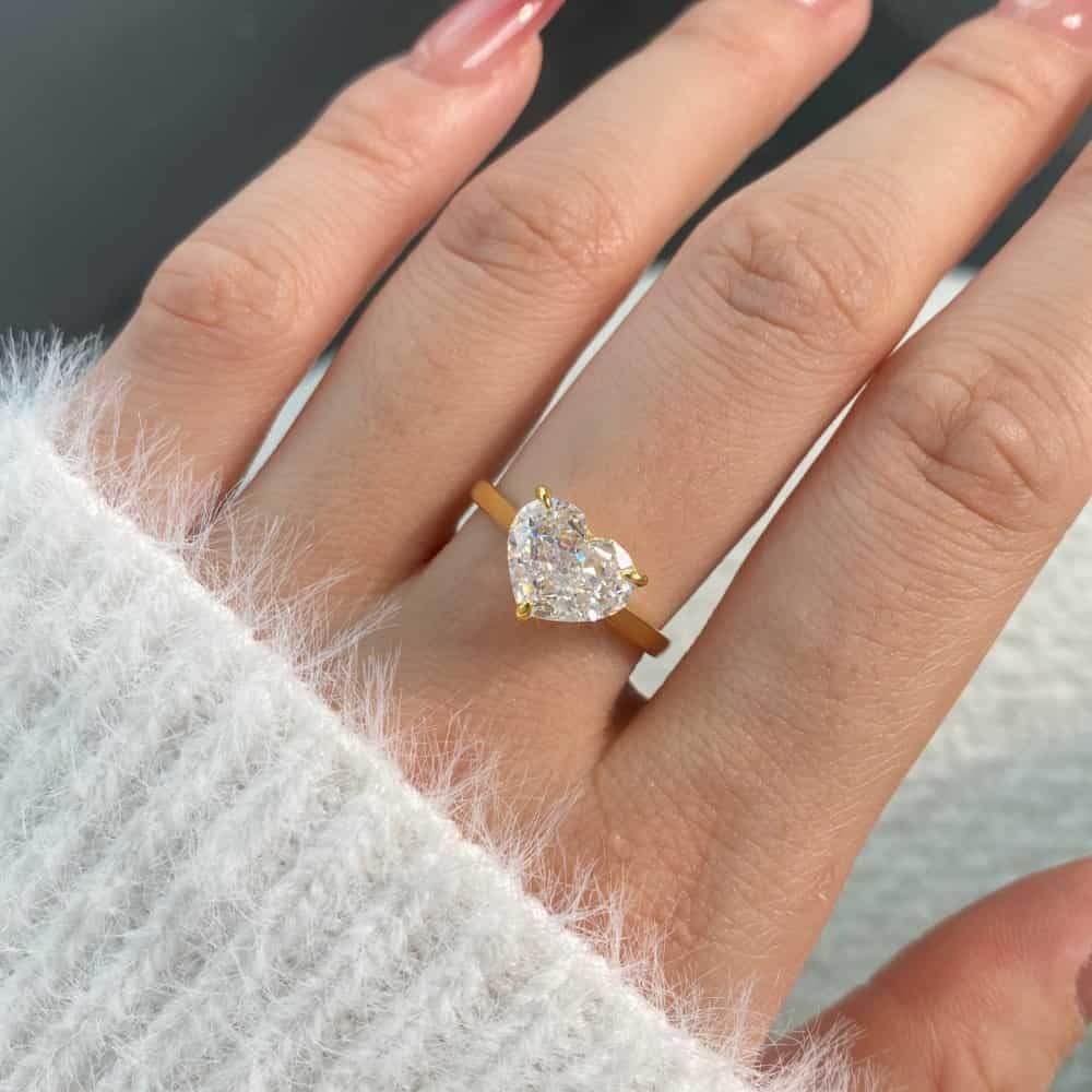 Super shiny heart cut 8A-CZ diamond super flash s925 silver fashion ring - MOWTE