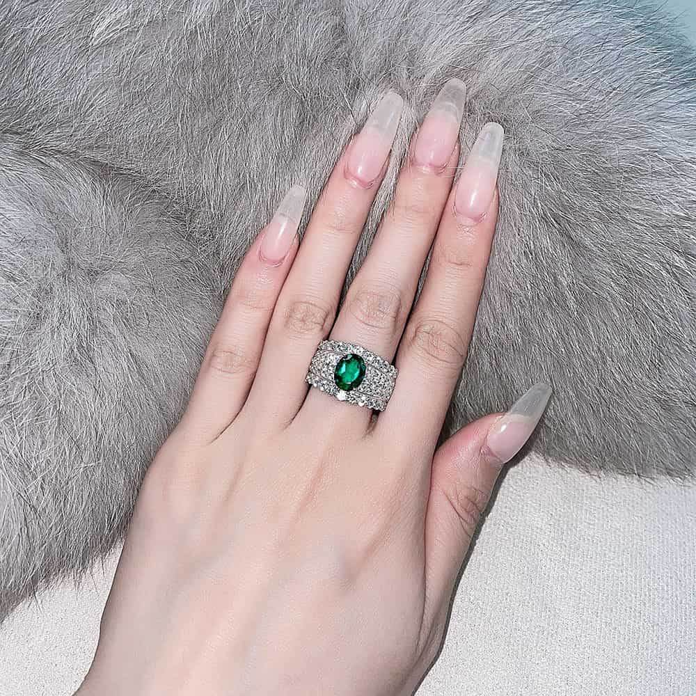 New sterling silver 2 carat high carbon diamond ring oval cut 7*9 luxury huge flash wide ring for women - MOWTE