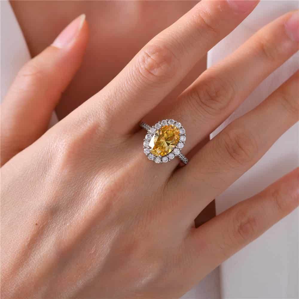 s925 silver 3 carat oval cut 8*12 high carbon diamond ring luxury banquet wedding diamond ring - MOWTE