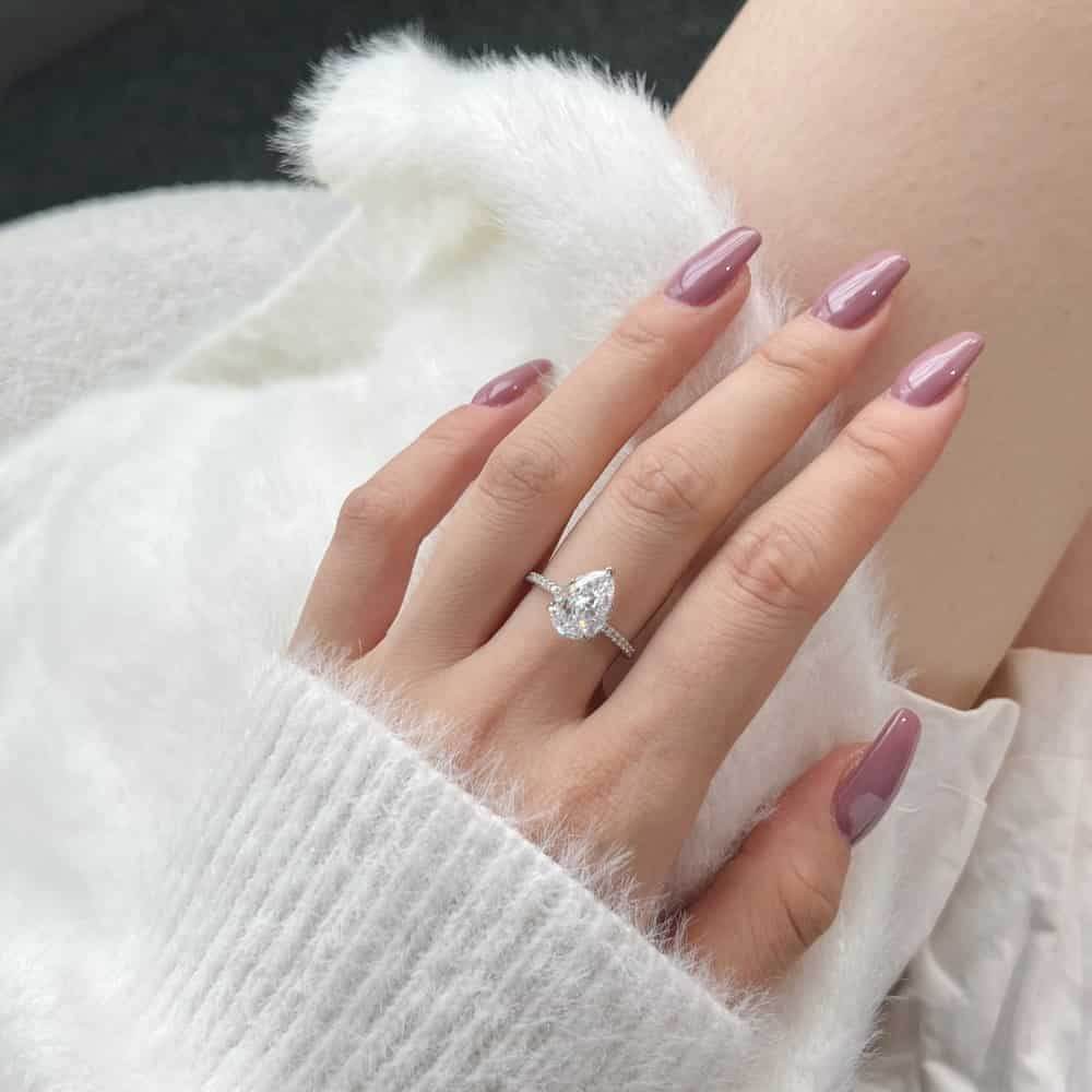 Pear cut Super shiny8A-CZ diamond super flash s925 silver wedding ring - MOWTE