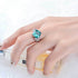 Green color ring 5ct fat square 10*10 high carbon diamond beautiful 925 silver ring wedding ring - MOWTE