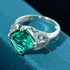 Green color ring 5ct fat square 10*10 high carbon diamond beautiful 925 silver ring wedding ring - MOWTE