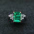 S925 silver 8ct rectangular 10*14 synthetic emerald ring for women - MOWTE