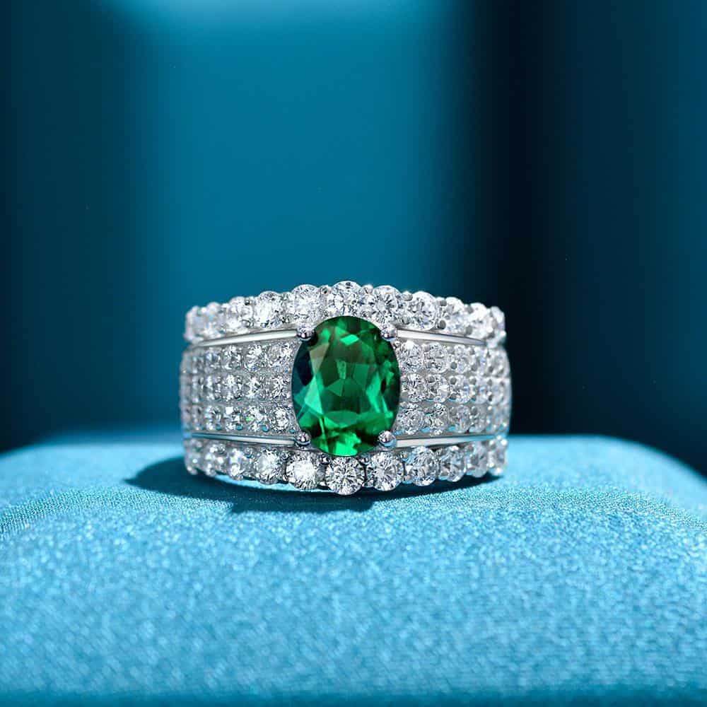 New sterling silver 2 carat high carbon diamond ring oval cut 7*9 luxury huge flash wide ring for women - MOWTE