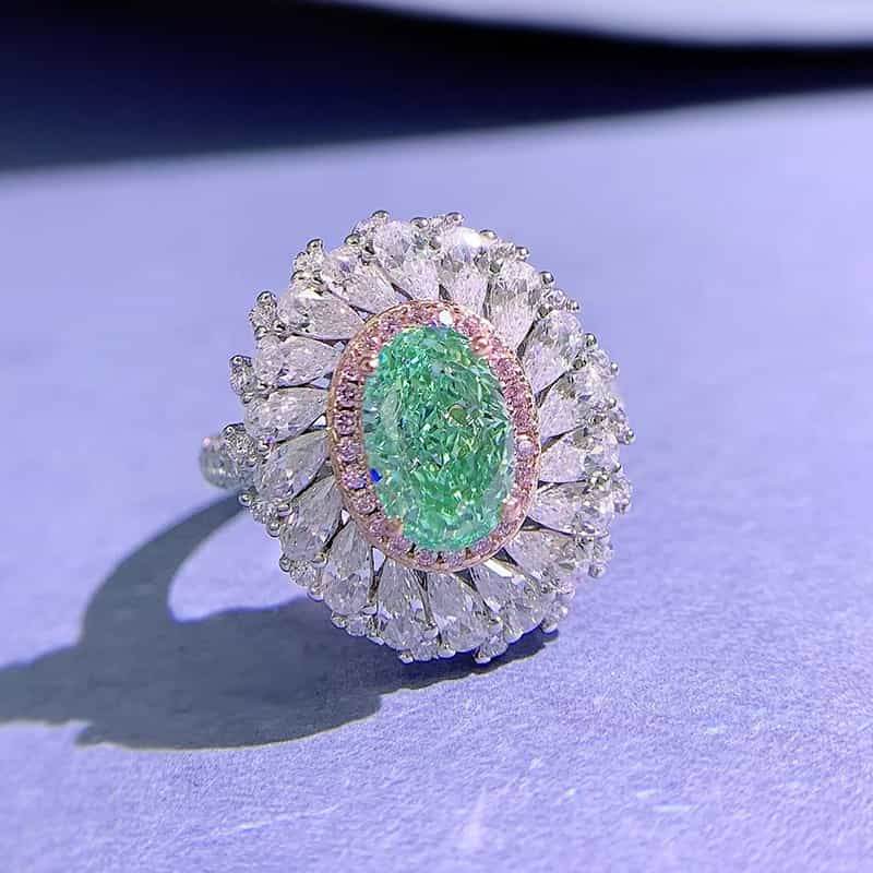 Paraiba color 6*9 ring for women 925 silver design fashionable temperament - MOWTE