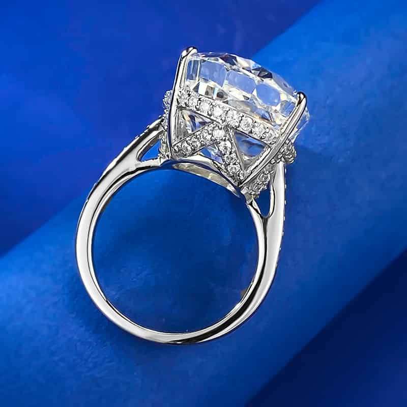 14*20 large carat pigeon egg ice flower cut high carbon diamond silver ring - MOWTE