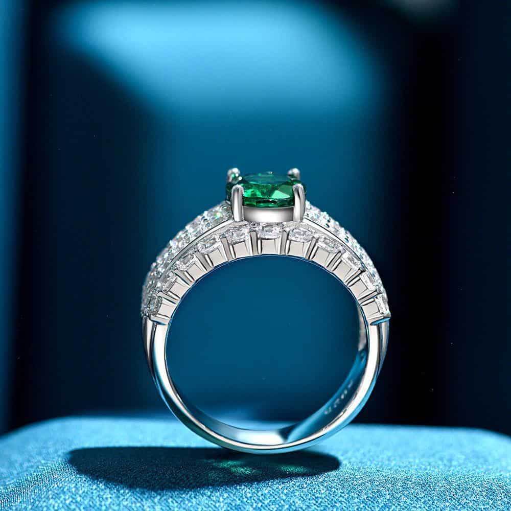 New sterling silver 2 carat high carbon diamond ring oval cut 7*9 luxury huge flash wide ring for women - MOWTE