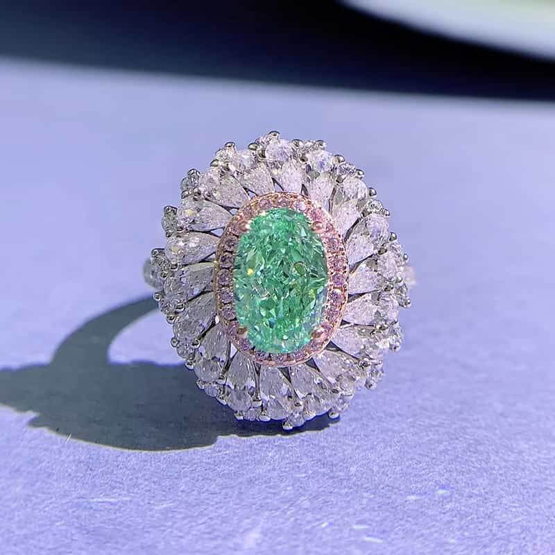 Paraiba color 6*9 ring for women 925 silver design fashionable temperament - MOWTE