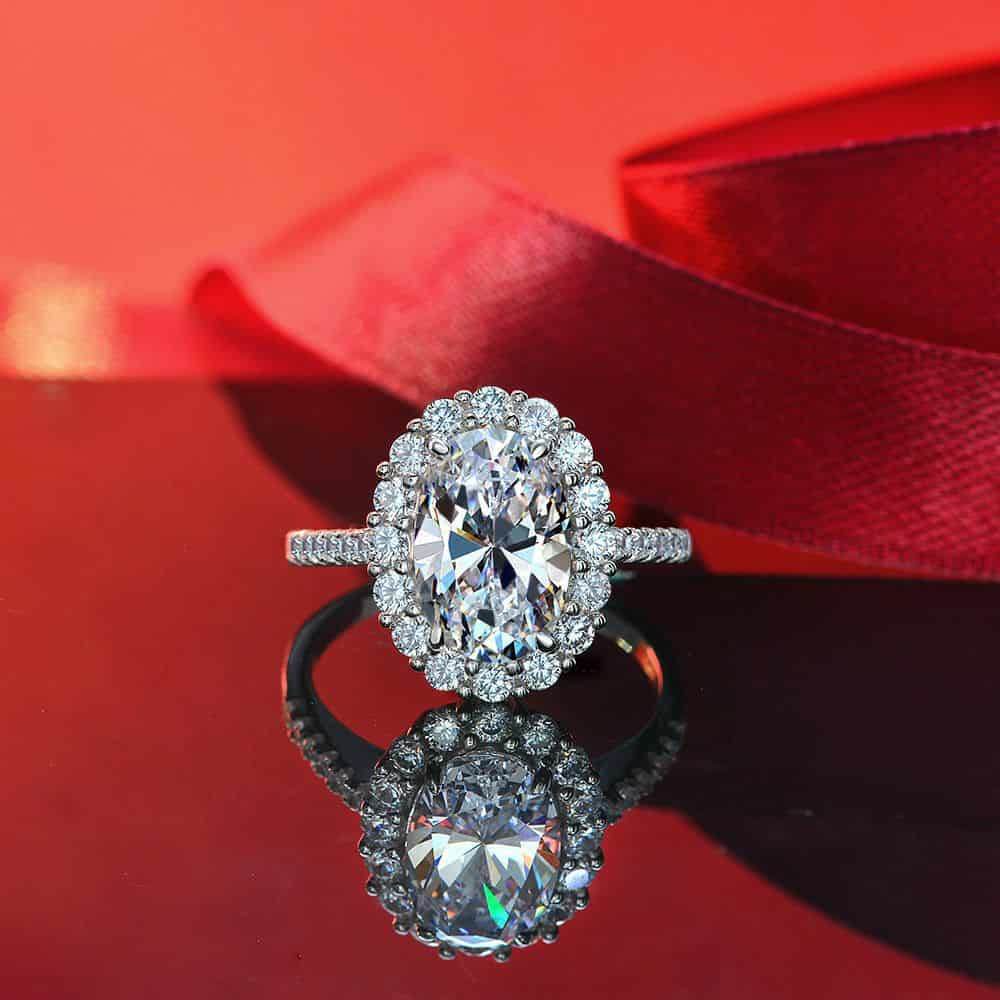 s925 silver 3 carat oval cut 8*12 high carbon diamond ring luxury banquet wedding diamond ring - MOWTE