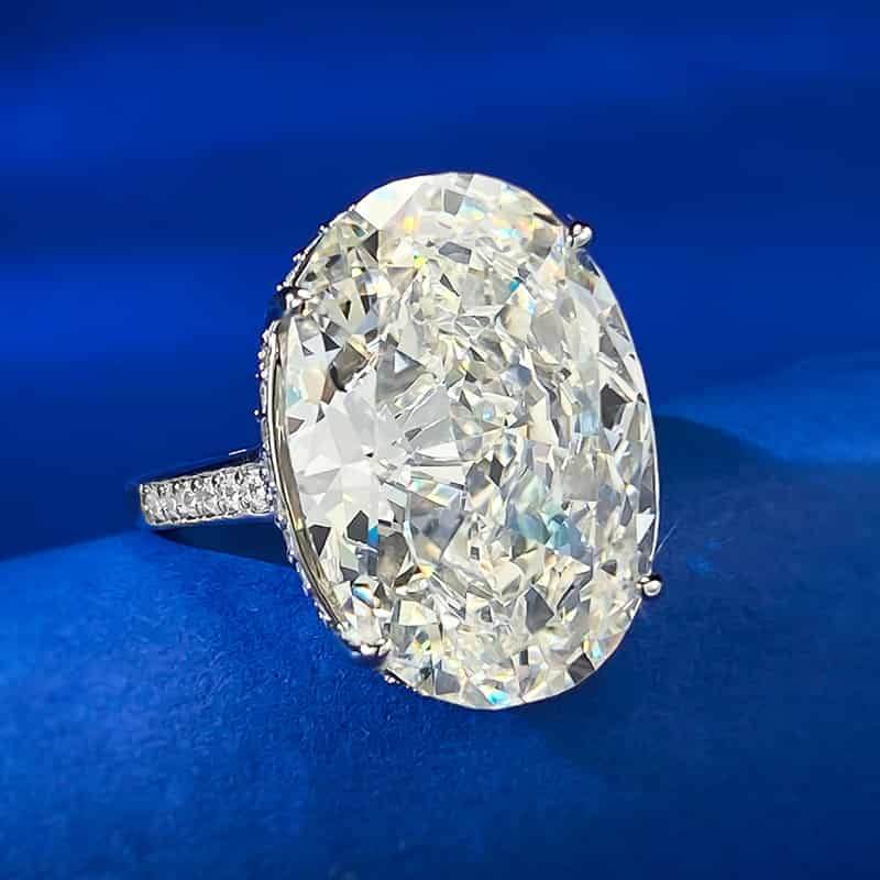14*20 large carat pigeon egg ice flower cut high carbon diamond silver ring - MOWTE