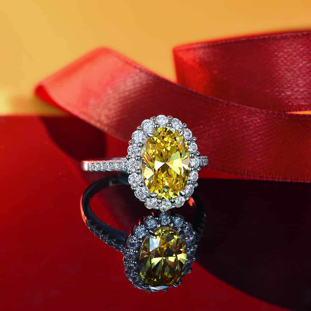 s925 silver 3 carat oval cut 8*12 high carbon diamond ring luxury banquet wedding diamond ring - MOWTE