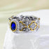 S925 silver French romantic 4*6mm simulated royal sapphire ring - MOWTE