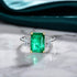 S925 silver 8ct rectangular 10*14 synthetic emerald ring for women - MOWTE