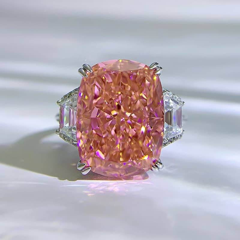 925 silver high carbon diamond ring 11*15 diamond pink luxury wedding ring - MOWTE