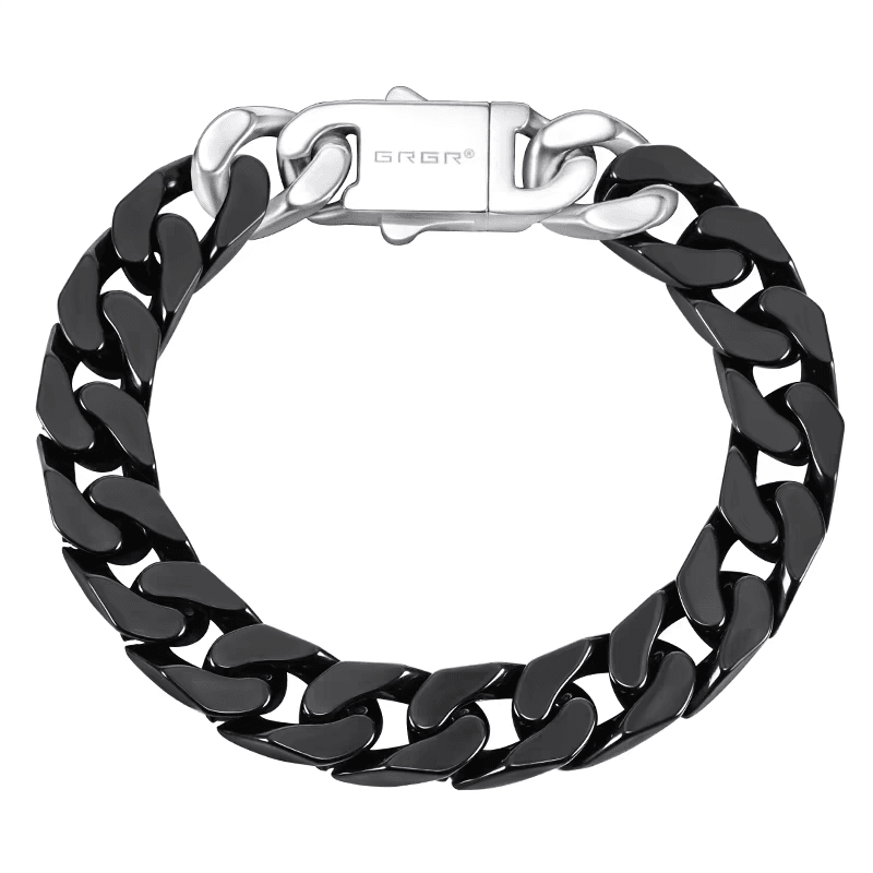 Spliced white ceramic Cuban chain bracelet men's hip-hop personality cuban trend women's same style - MOWTE