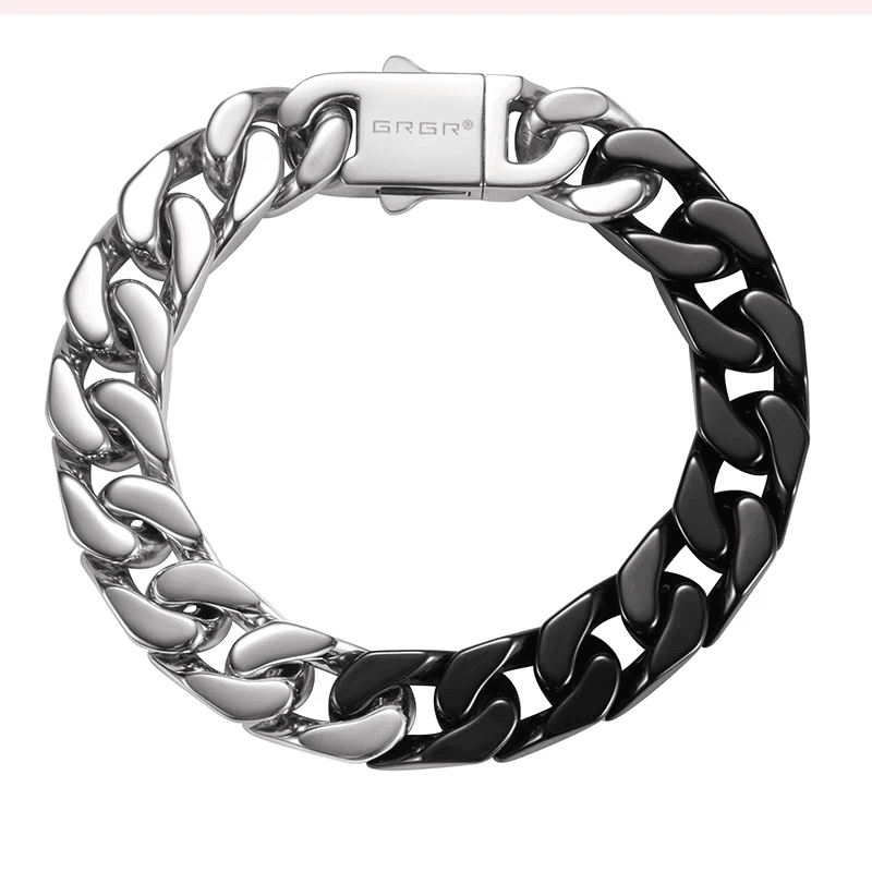 Spliced white ceramic Cuban chain bracelet men's hip-hop personality cuban trend women's same style - MOWTE
