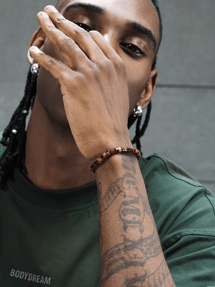 Tiger eye stone bracelet bracelet men and women retro trend all-match tiger eye stone beaded hand jewelry - MOWTE