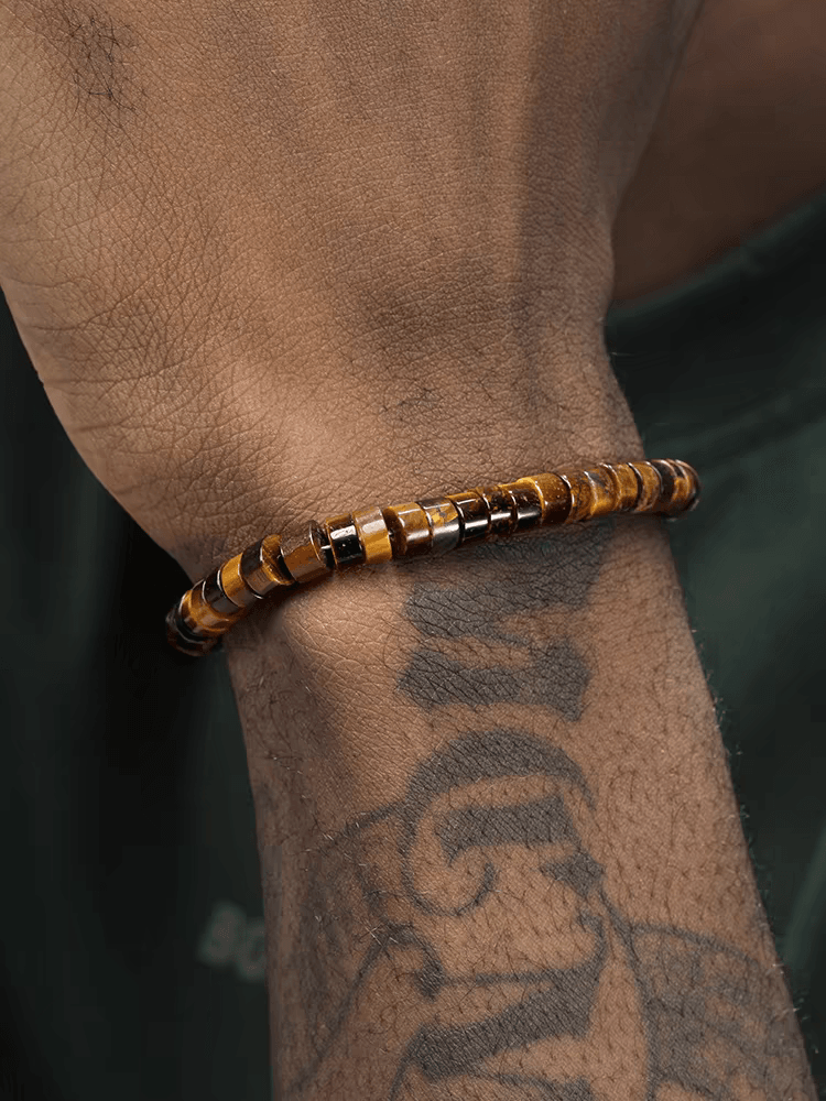 Tiger eye stone bracelet bracelet men and women retro trend all-match tiger eye stone beaded hand jewelry - MOWTE
