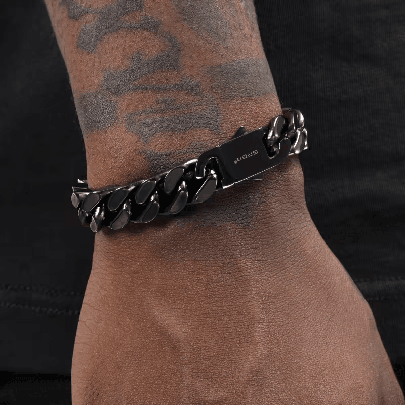 Three-dimensional cutting Cuban chain bracelet hip-hop men's trendy fashion - MOWTE