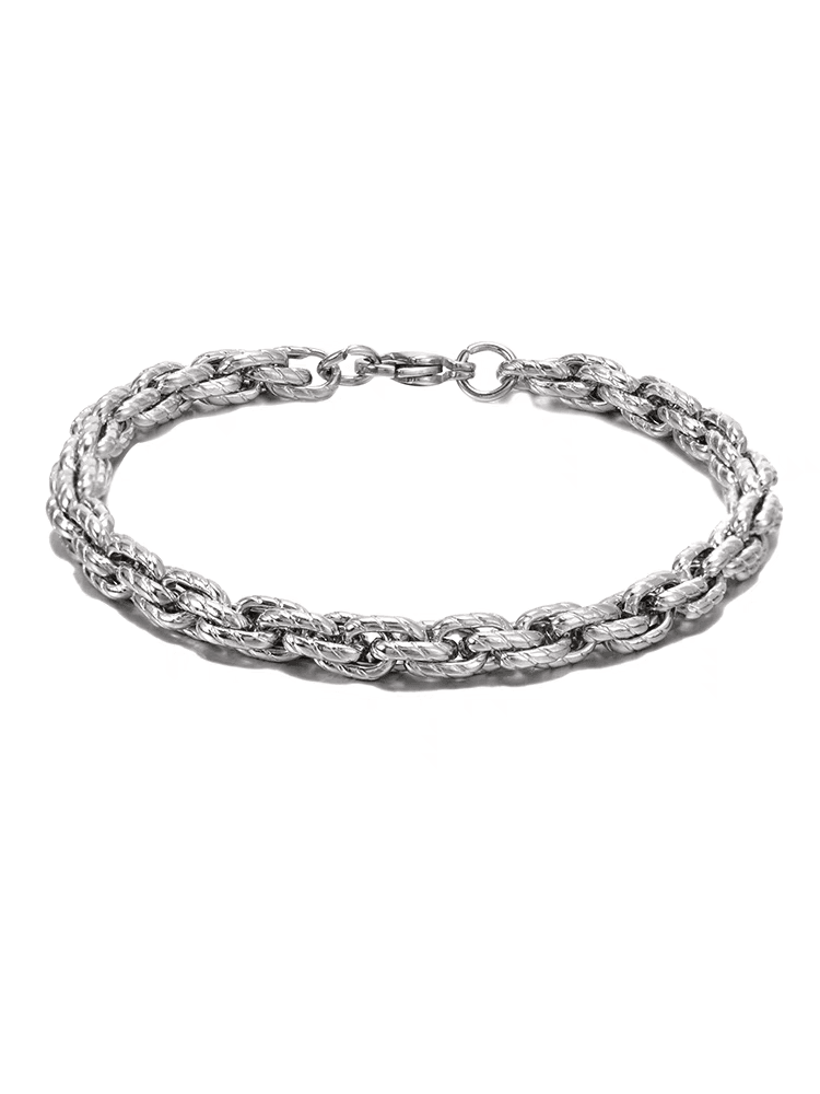 Silver braided bracelet for men and women popular titanium steel twisted chain hand jewelry high-end sense does not fade - MOWTE