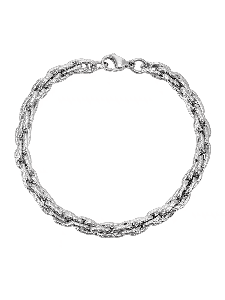 Silver braided bracelet for men and women popular titanium steel twisted chain hand jewelry high-end sense does not fade - MOWTE