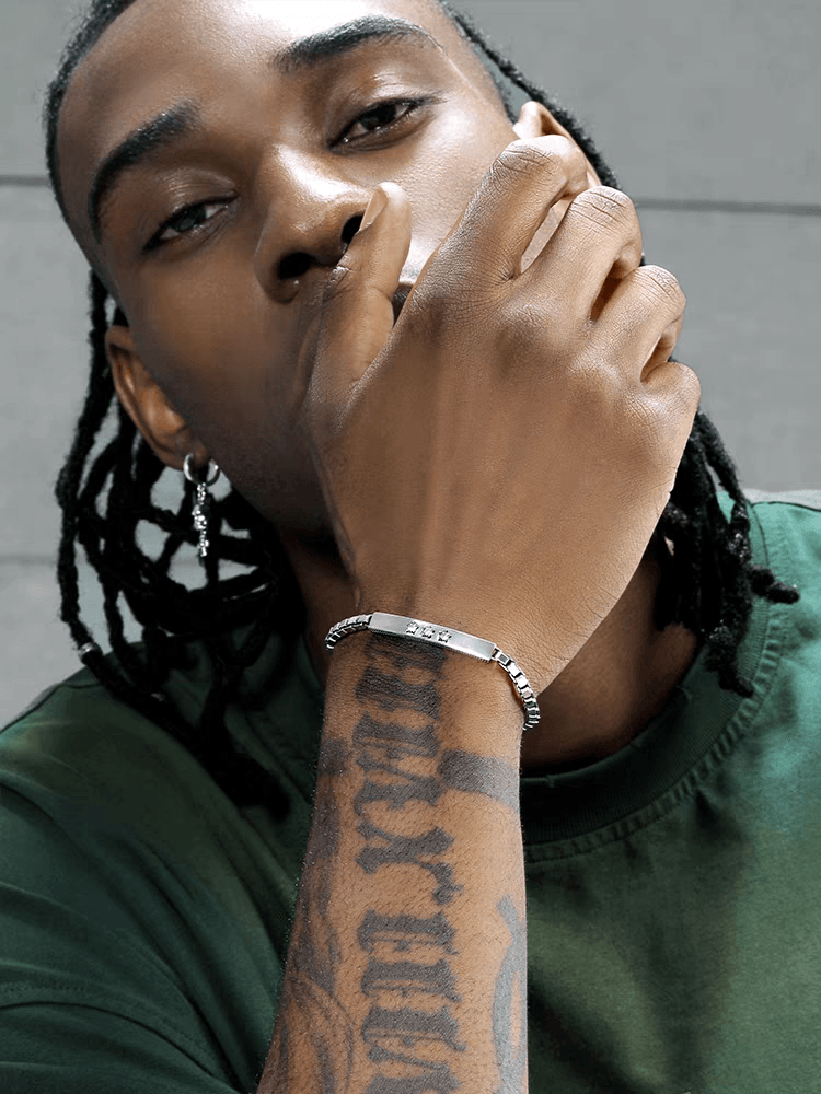 S925 sterling silver box bracelet for men and women trendy and versatile inlaid five-pointed star bracelet - MOWTE