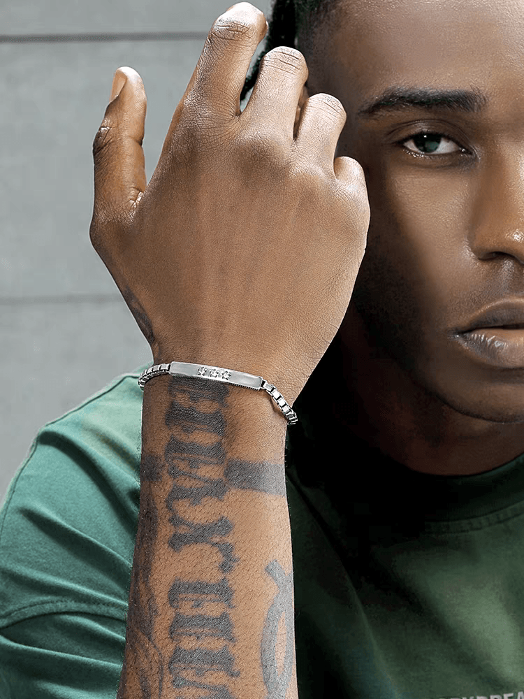 S925 sterling silver box bracelet for men and women trendy and versatile inlaid five-pointed star bracelet - MOWTE