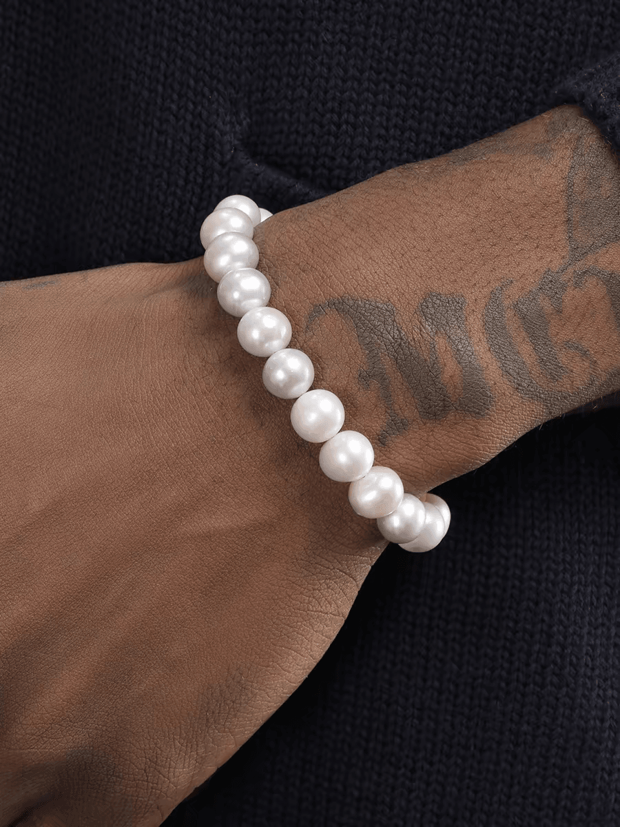 Natural pearl bracelet for men hip-hop design retro beaded hand jewelry for women high-end - MOWTE
