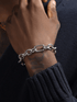 Popular silver O-ring titanium steel bracelet men's hip-hop trend personality thick bracelet high-end - MOWTE