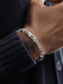 S925 sterling silver square bracelet men's hip-hop simple splicing bracelet women's street trend high-end - MOWTE
