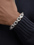 Silver titanium steel bracelet men's hip-hop personality domineering thick style meteorite crater high-end bracelet - MOWTE