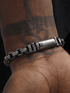 Titanium steel textured ring bracelet men's retro trendy punk style Cuban chain bracelet - MOWTE
