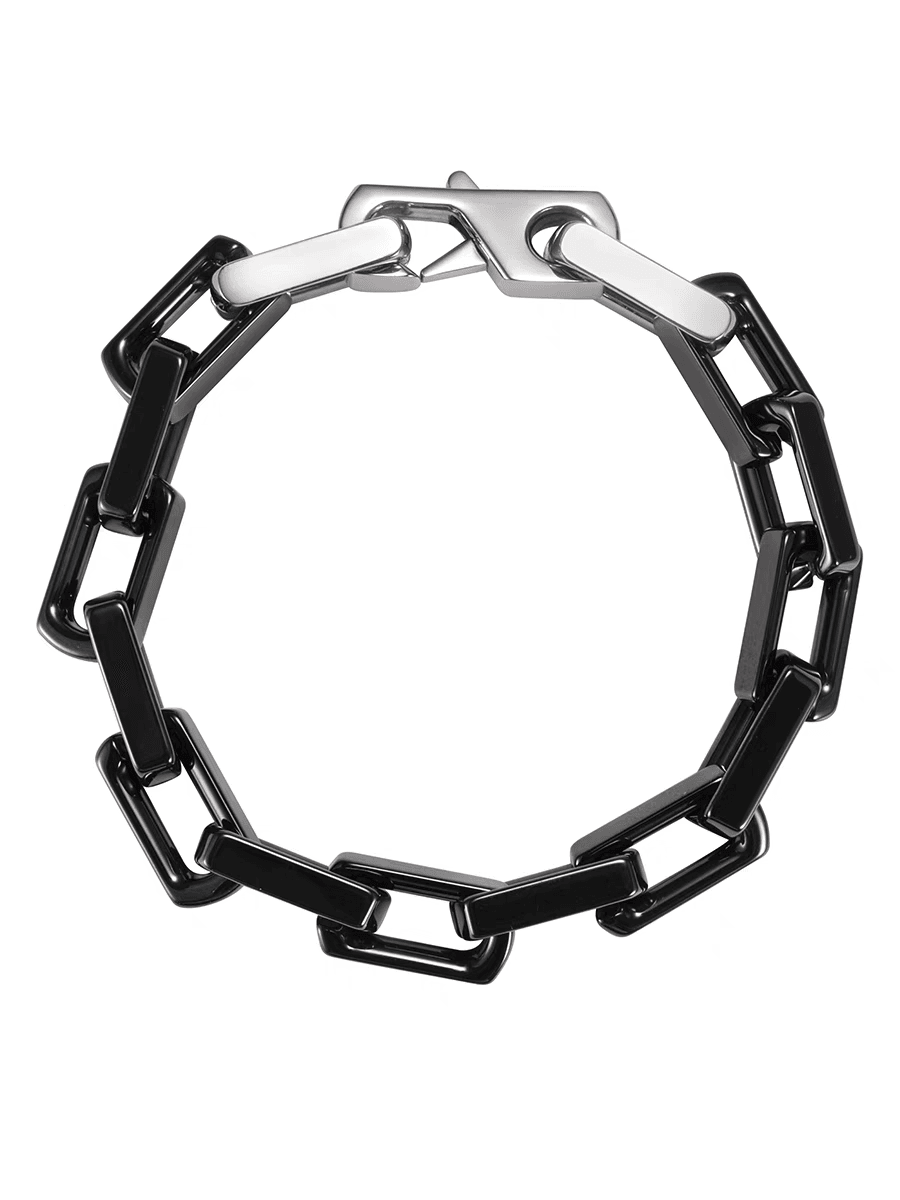 Square black and white ceramic bracelet for men and women hip-hop couples - MOWTE