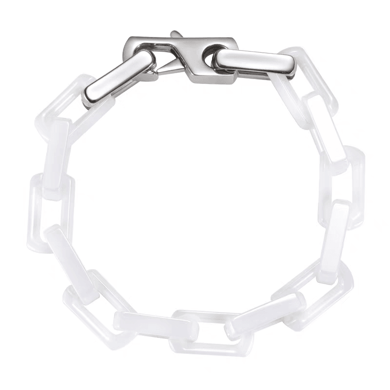 Square black and white ceramic bracelet for men and women hip-hop couples - MOWTE