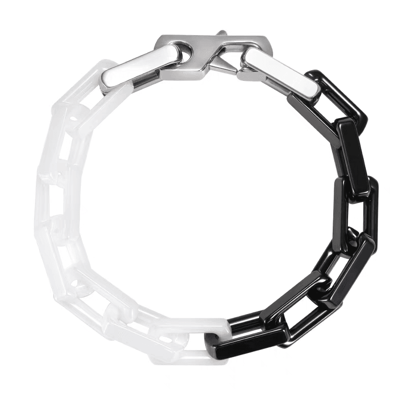 Square black and white ceramic bracelet for men and women hip-hop couples - MOWTE
