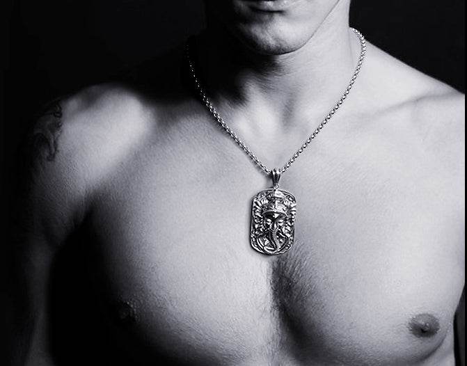 Men's fashion sterling silver Ganesha pendant&necklace - MOWTE