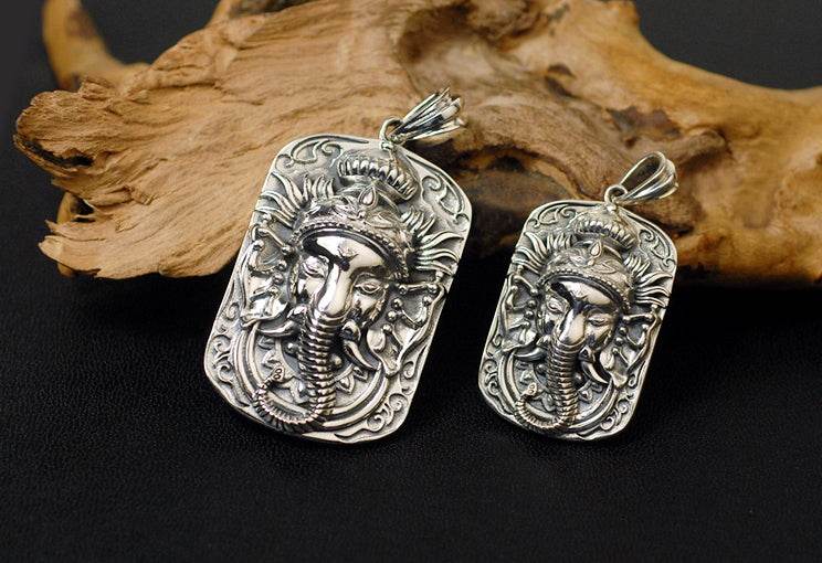 Men's fashion sterling silver Ganesha pendant&necklace - MOWTE