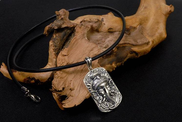 Men's fashion sterling silver Ganesha pendant&necklace - MOWTE