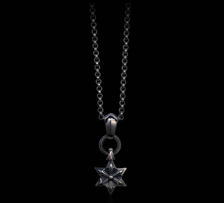 Men's sterling silver hexagram pendant & necklace - MOWTE
