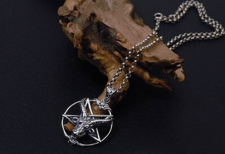 Men's fashion sterling silver magic sheep star pendant & necklace - MOWTE