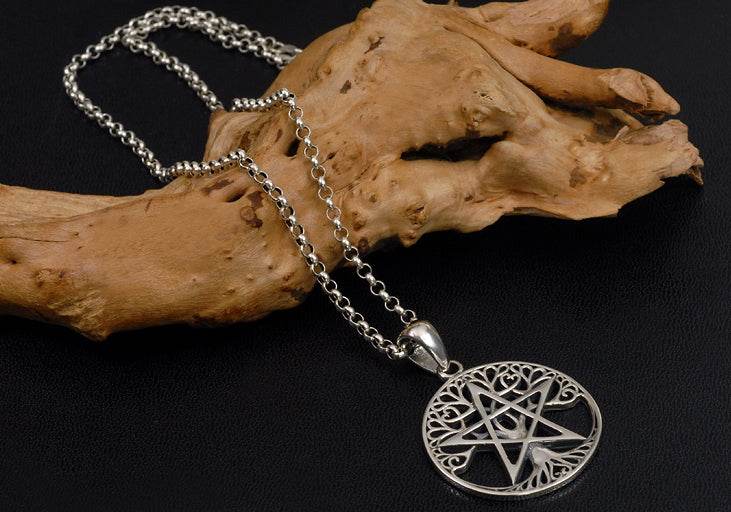Men's fashion sterling silver pentagram pendant & necklace - MOWTE
