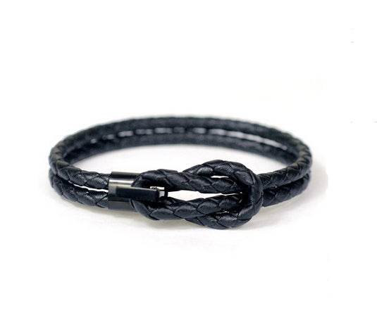 Men's fashion titanium steel cowhide leather bracelet - MOWTE