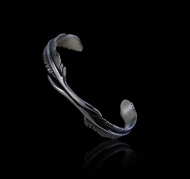 Men's fashion titanium steel angel wings bangle bracelet - MOWTE