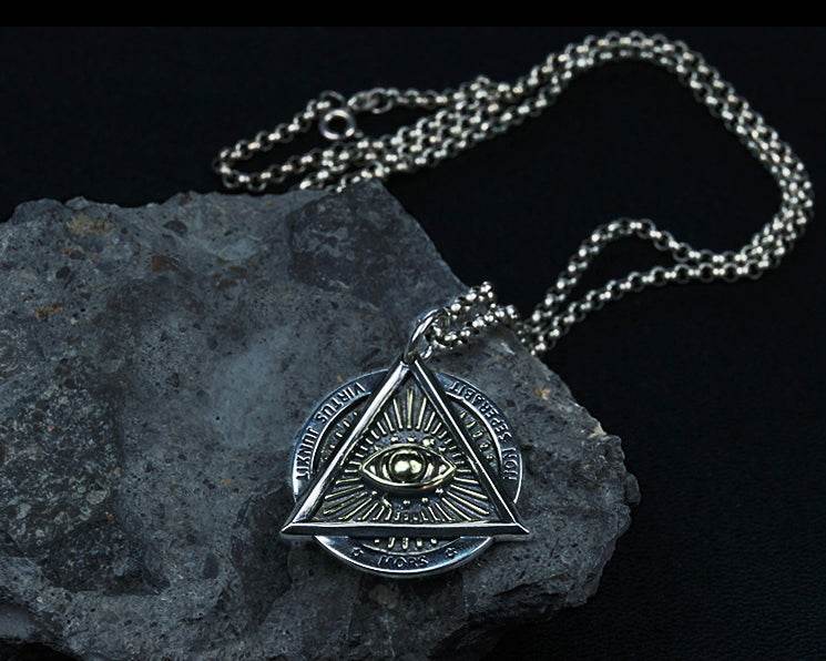 Men's fashion sterling silver All-seeing Eye pendant necklace - MOWTE