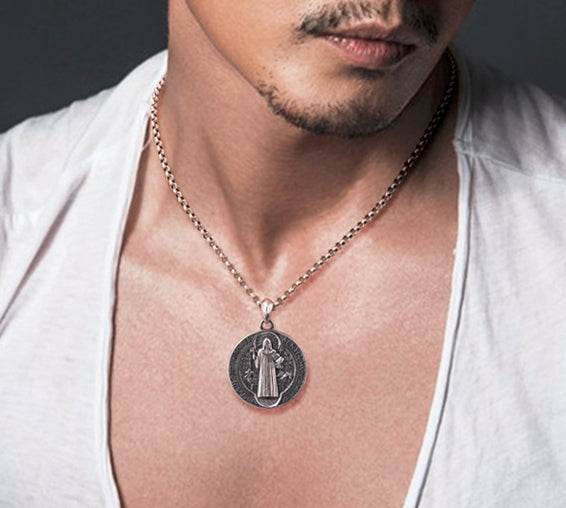 Men's fashion sterling silver pendant & necklace - MOWTE