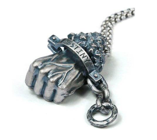 Men's fashion sterling silver fist pendant & necklace - MOWTE
