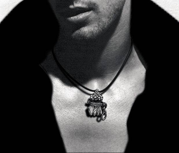 Men's fashion sterling silver fist pendant & necklace - MOWTE