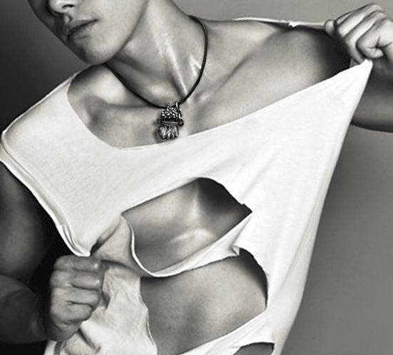 Men's fashion sterling silver fist pendant & necklace - MOWTE