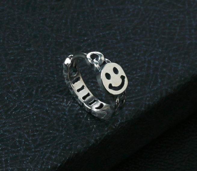 Men's fashion smiling silver earrings - MOWTE