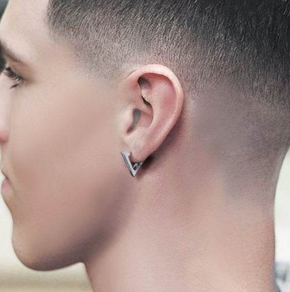 Men's fashion triangle silver stud - MOWTE